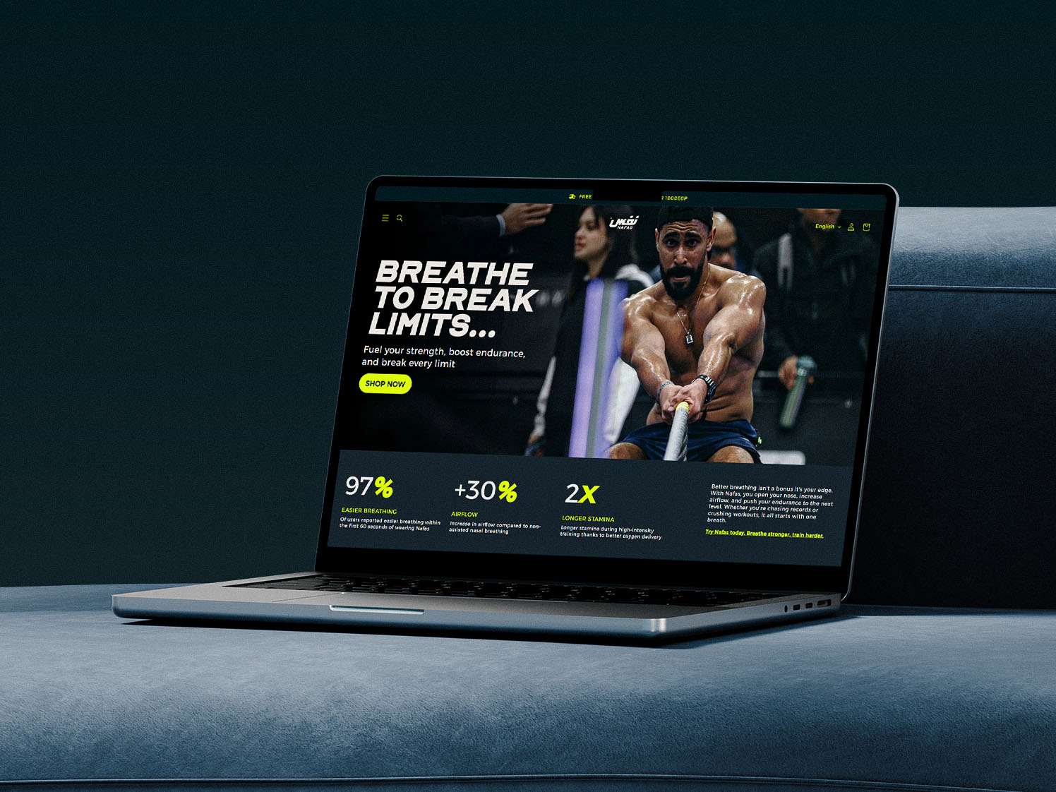 Nafas website on a laptop